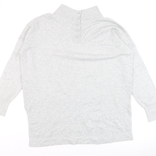 French Connection Men's Grey Mock Neck Wool Blend Jumper Size M