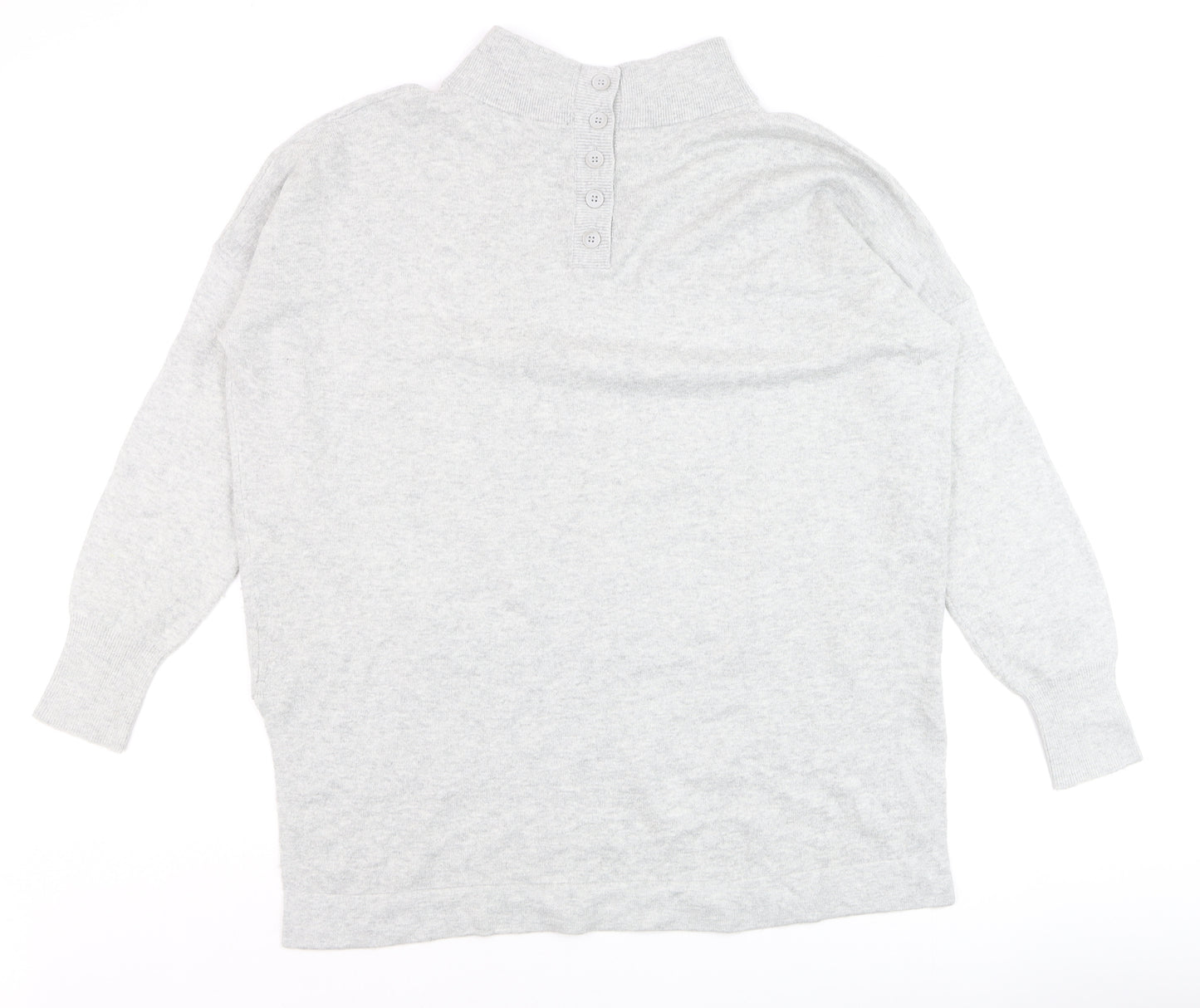 French Connection Men's Grey Mock Neck Wool Blend Jumper Size M