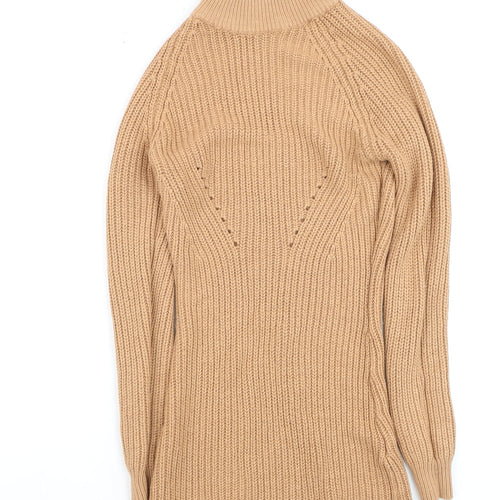 Boohoo Womens Beige Chunky-Knit Mock Neck Long Sleeve Pullover Jumper XS