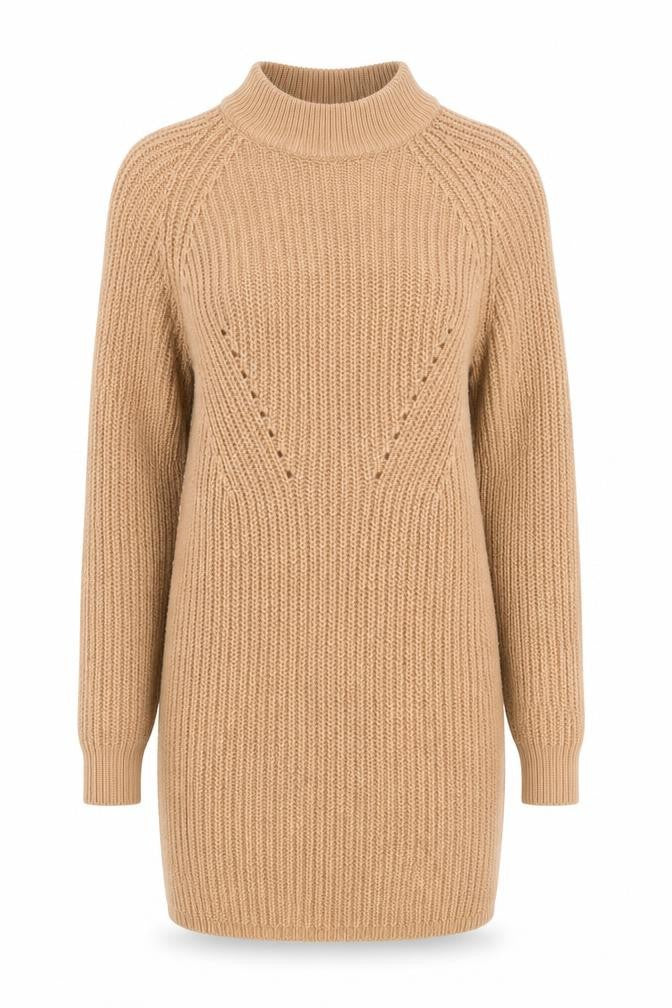 Boohoo Womens Beige Chunky-Knit Mock Neck Long Sleeve Pullover Jumper XS