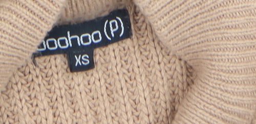 Boohoo Womens Beige Chunky-Knit Mock Neck Long Sleeve Pullover Jumper XS