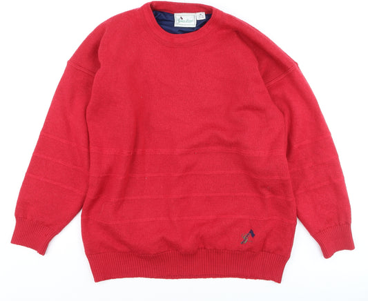 Green Lamb Men's Red Wool Blend Crew Neck Pullover Jumper M