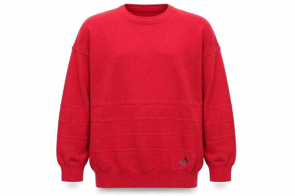 Front view of Green Lamb Men's Red Wool Blend Crew Neck jumper M
