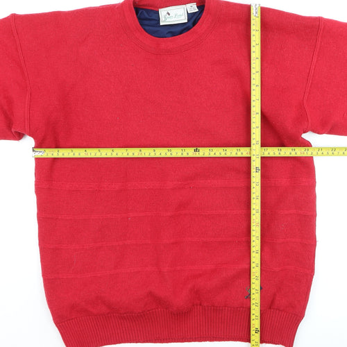 Green Lamb Men's Red Wool Blend Crew Neck Pullover Jumper M