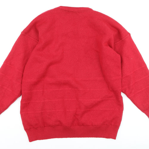 Green Lamb Men's Red Wool Blend Crew Neck Pullover Jumper M