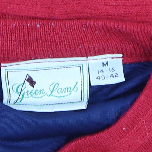 Green Lamb Men's Red Wool Blend Crew Neck Pullover Jumper M