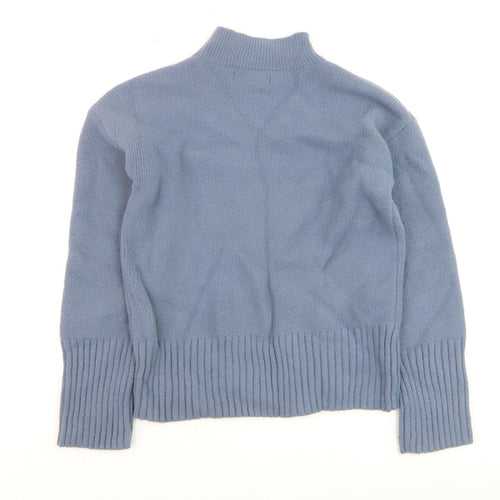Marks and Spencer Women's Blue Mock Neck Wool Blend Jumper Size S