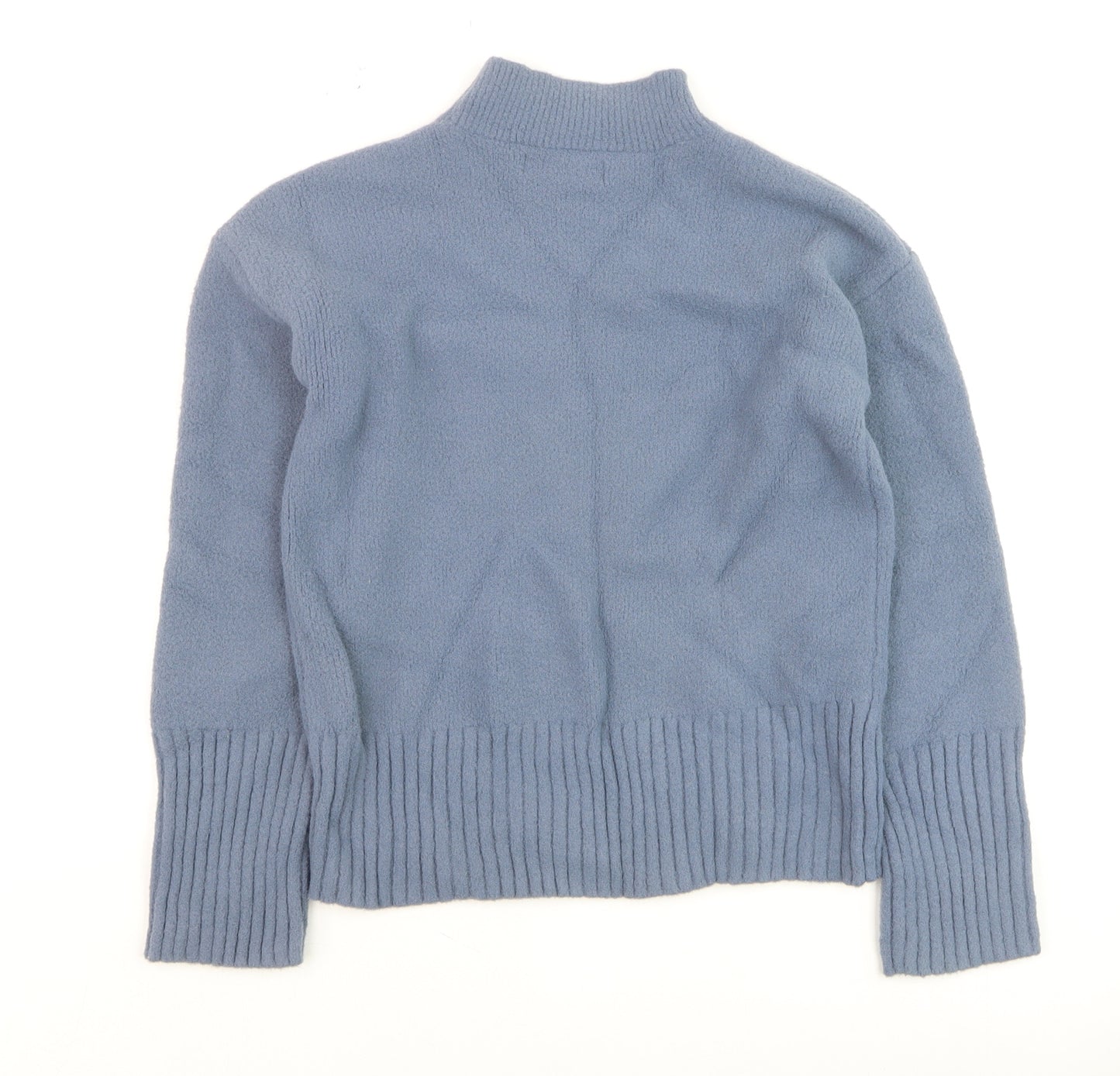 Marks and Spencer Women's Blue Mock Neck Wool Blend Jumper Size S