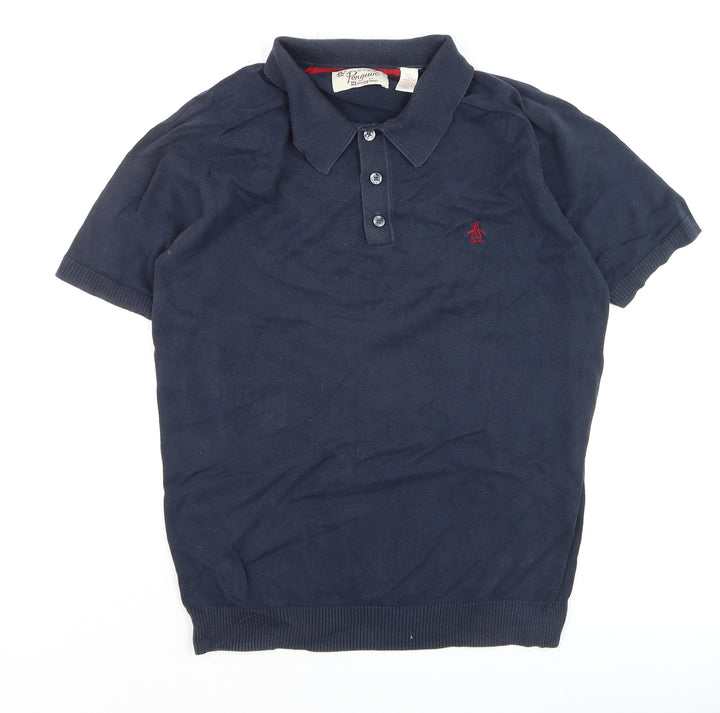 Original Penguin Mens Navy Blue Cotton Polo Shirt M Regular Fit