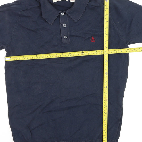 Original Penguin Mens Navy Blue Cotton Polo Shirt M Regular Fit
