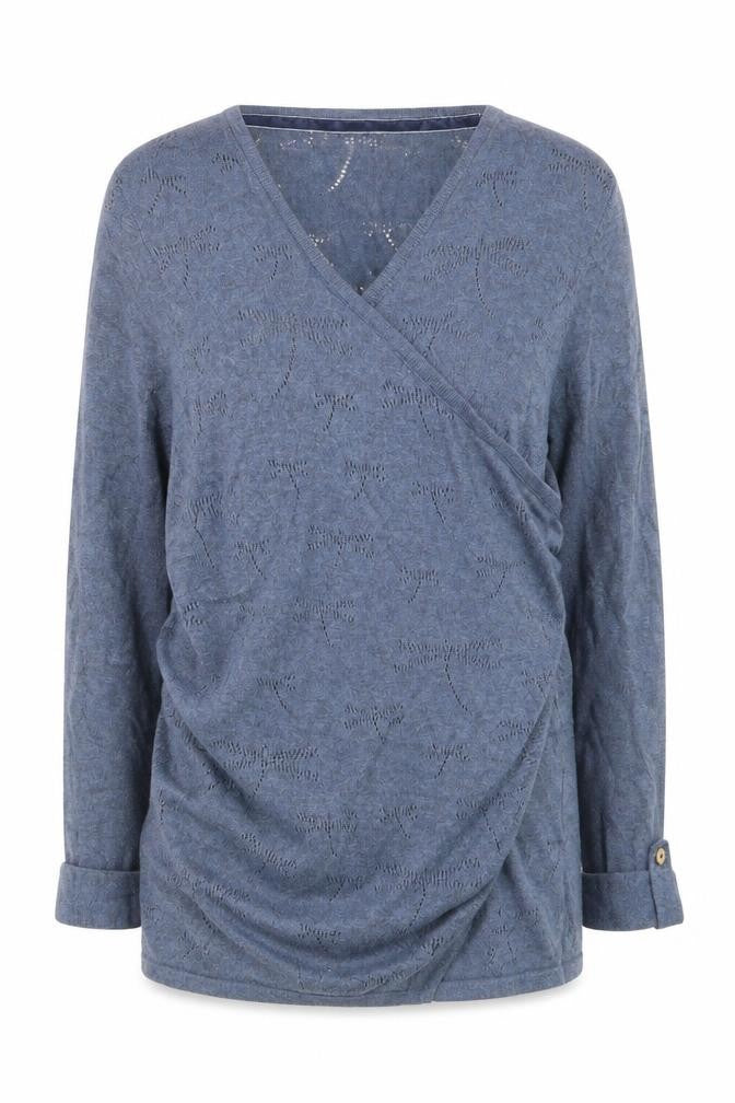 Debenhams Women’s Blue Wrap Knit Long Sleeve Cotton Jumper Size 14