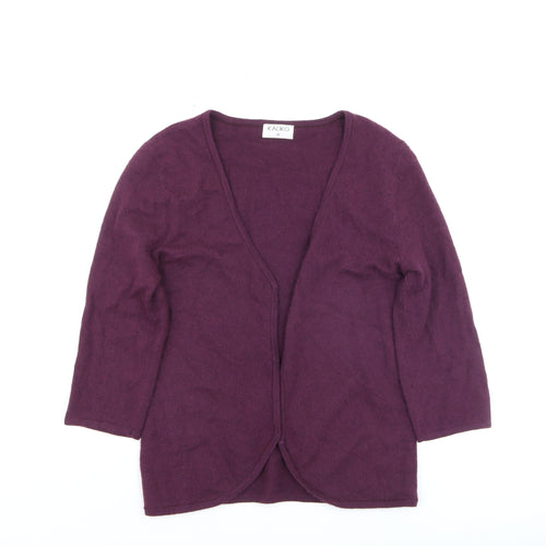 Kaliko Womens Purple Wool Angora 3/4 Sleeve V-Neck Cardigan Size 12