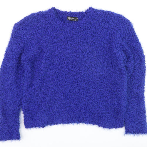 Select Womens Blue Chunky Knit Crew Neck Pullover Jumper Size 12