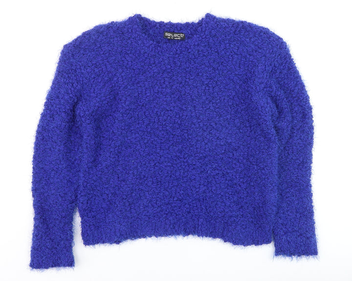 Select Womens Blue Chunky Knit Crew Neck Pullover Jumper Size 12