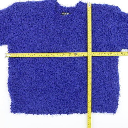 Select Womens Blue Chunky Knit Crew Neck Pullover Jumper Size 12
