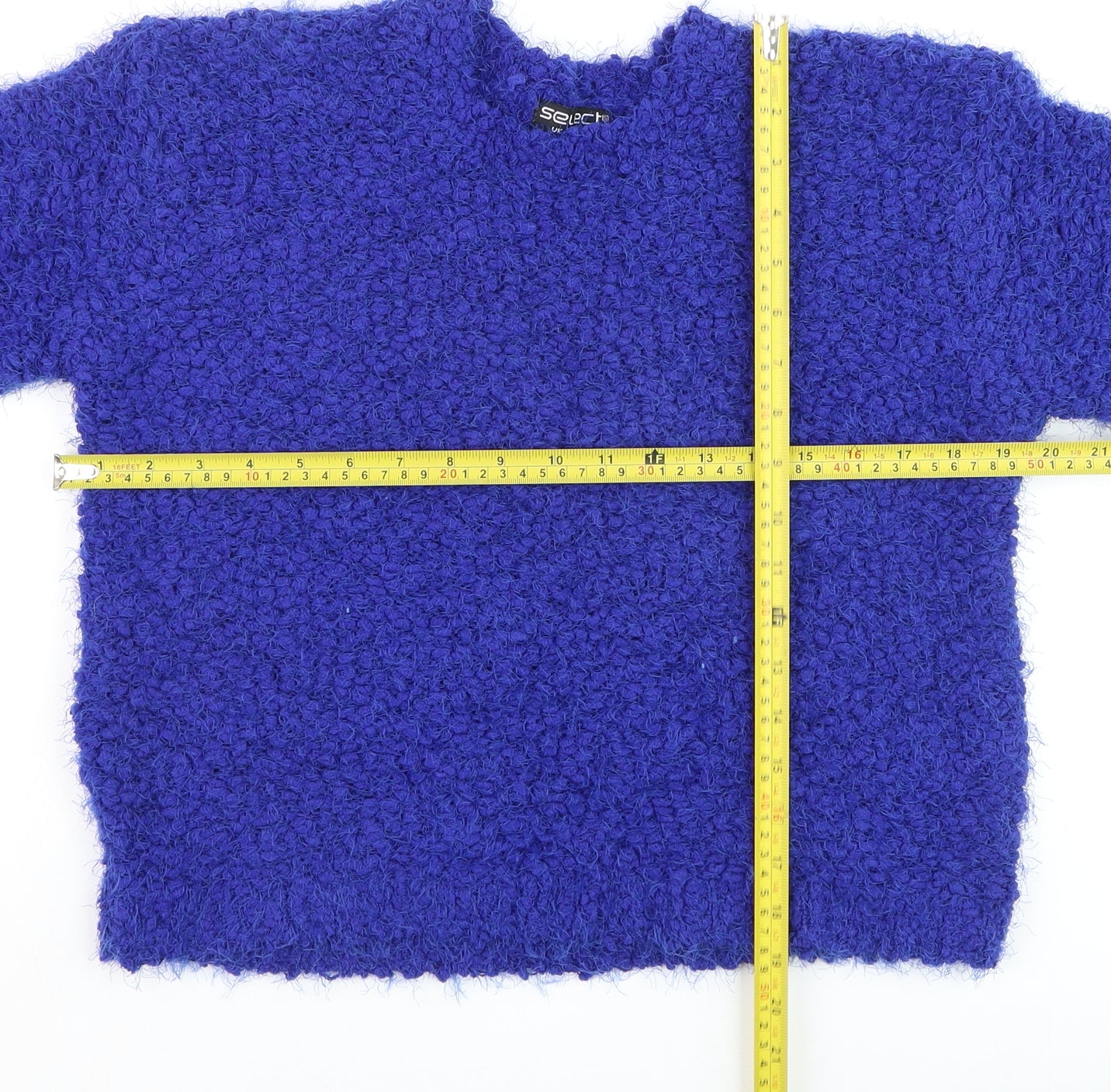 Select Womens Blue Chunky Knit Crew Neck Pullover Jumper Size 12