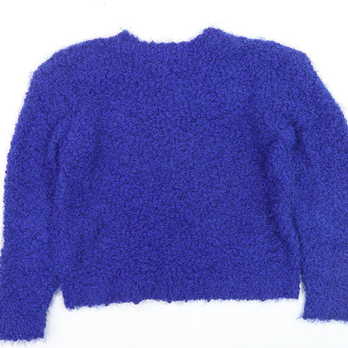 Select Womens Blue Chunky Knit Crew Neck Pullover Jumper Size 12