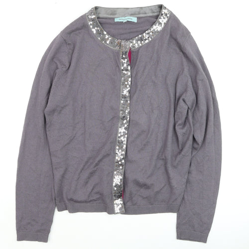 Dickins & Jones Women’s Grey Sequin Trim Cardigan Size L