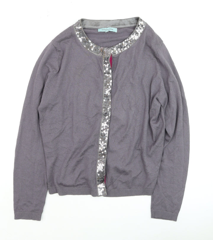 Dickins & Jones Women’s Grey Sequin Trim Cardigan Size L