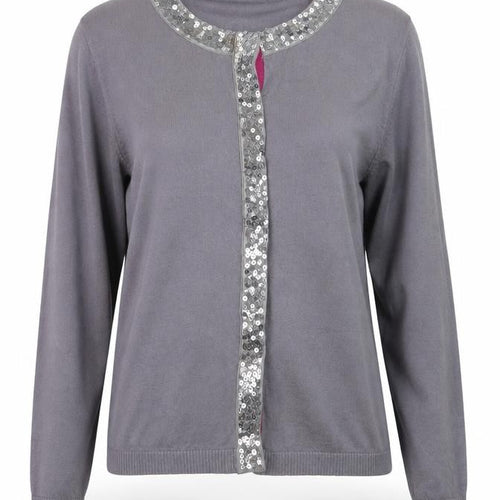 Dickins & Jones Women’s Grey Sequin Trim Cardigan Size L