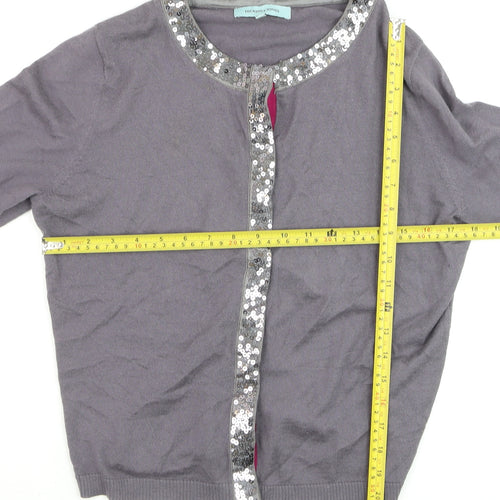 Dickins & Jones Women’s Grey Sequin Trim Cardigan Size L