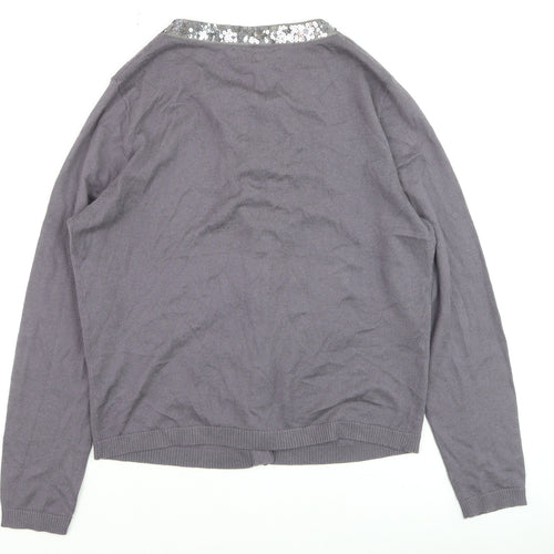 Dickins & Jones Women’s Grey Sequin Trim Cardigan Size L