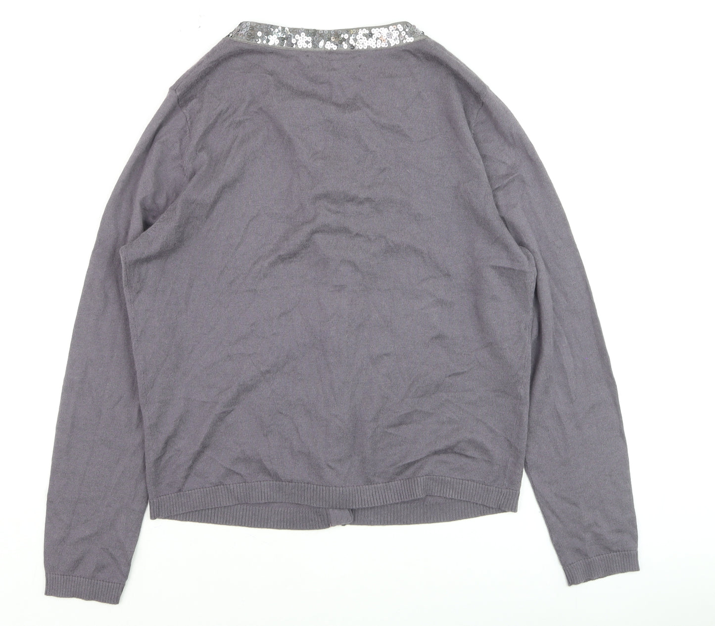 Dickins & Jones Women’s Grey Sequin Trim Cardigan Size L