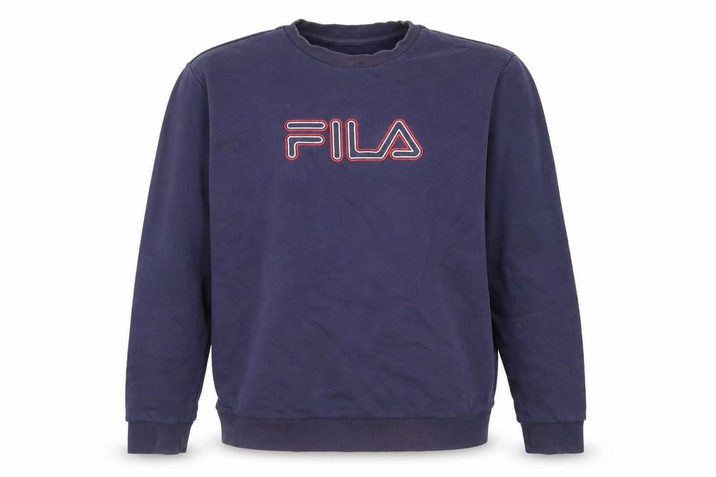 Front view of Fila Men's Blue Logo Pullover Sweatshirt, size L