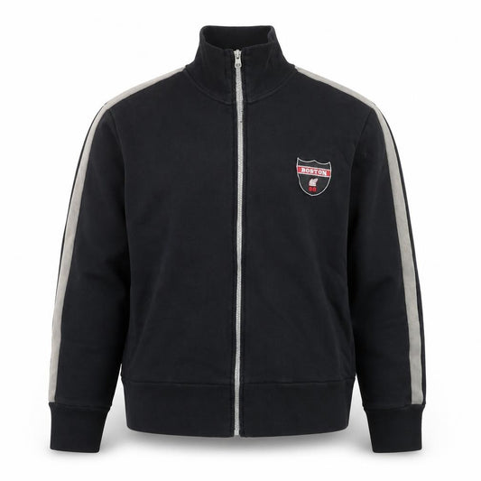 Front view of Moto Men's Black Track Jacket Medium Full Zip Sportswear