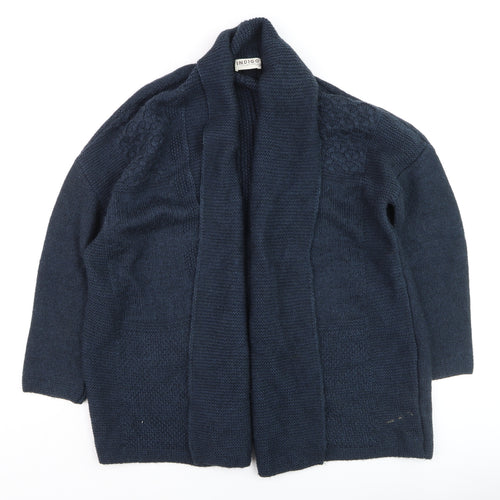 Marks and Spencer Women Blue Size 12 Open Knit Wool Blend Cardigan