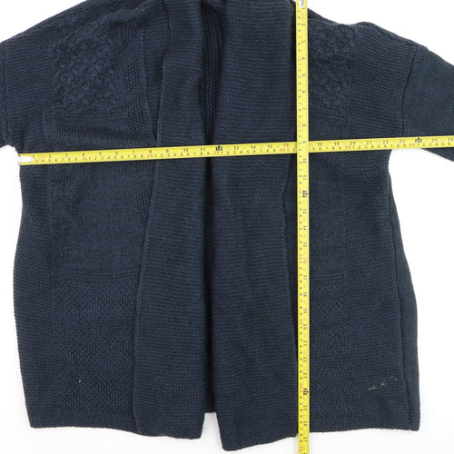 Marks and Spencer Women Blue Size 12 Open Knit Wool Blend Cardigan