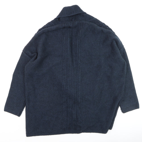 Marks and Spencer Women Blue Size 12 Open Knit Wool Blend Cardigan