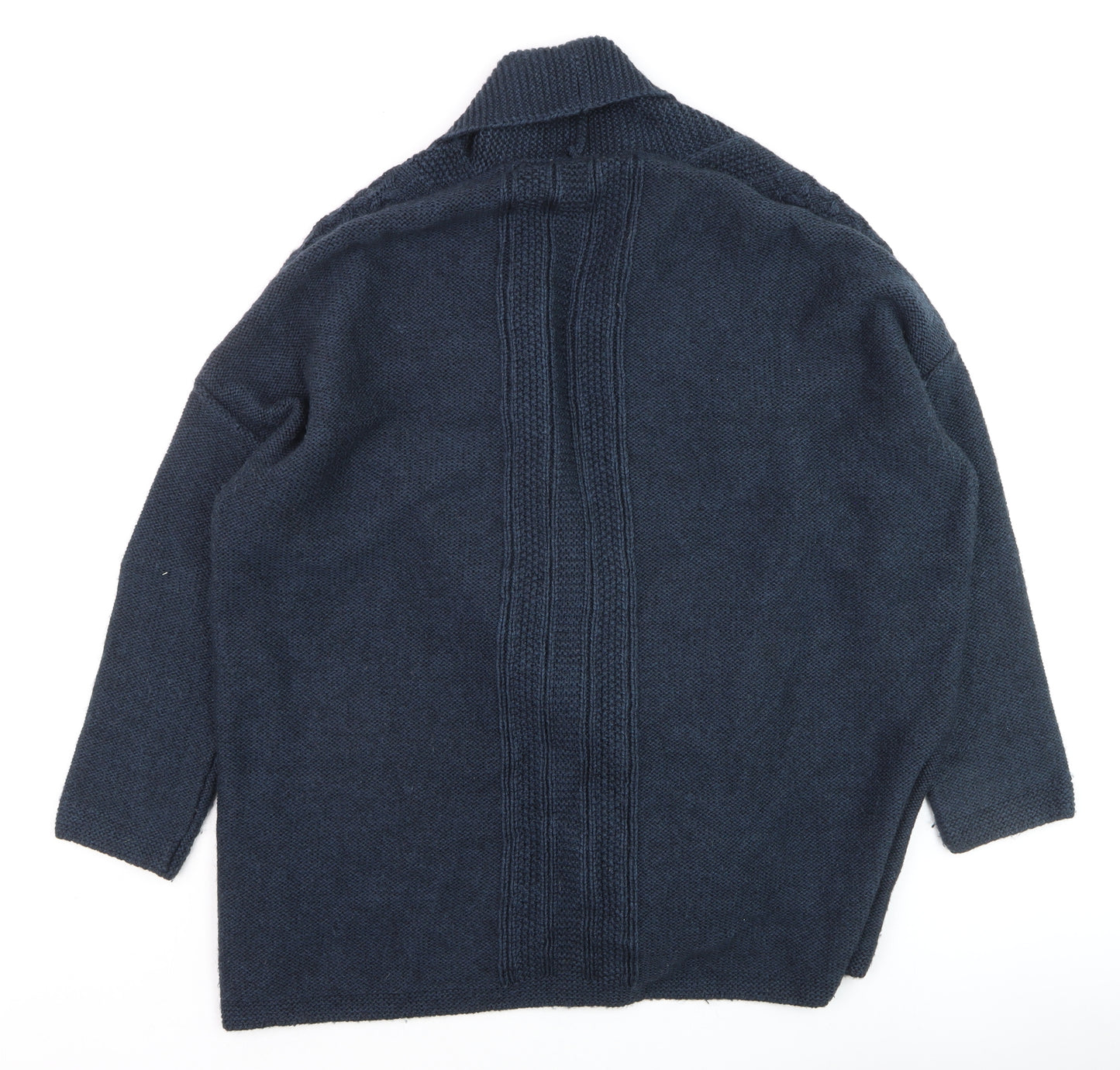Marks and Spencer Women Blue Size 12 Open Knit Wool Blend Cardigan