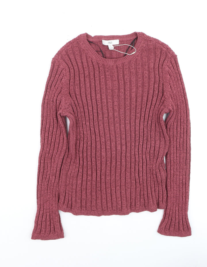 Marks and Spencer Women’s Purple Ribbed Knit Jumper Size M