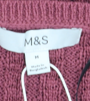 Marks and Spencer Women’s Purple Ribbed Knit Jumper Size M