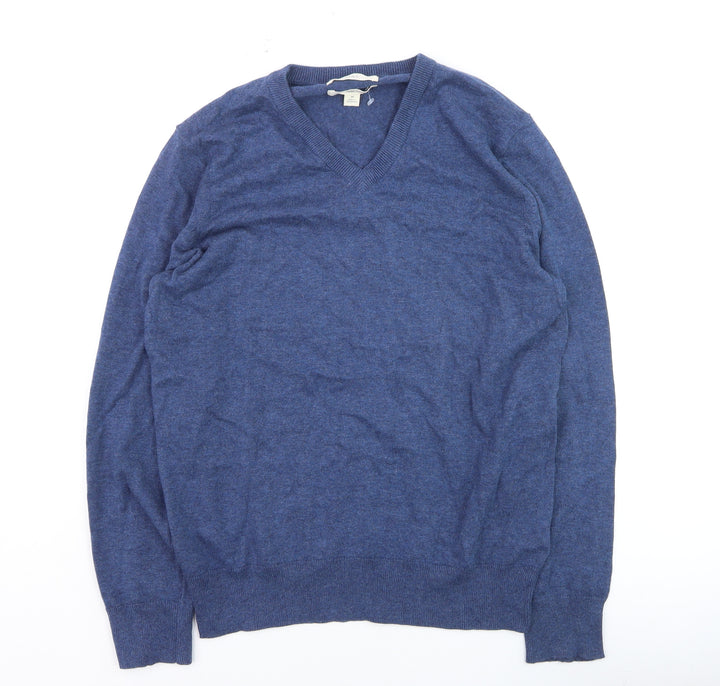 Marks and Spencer Men’s Blue Pure Cotton V-Neck Jumper M