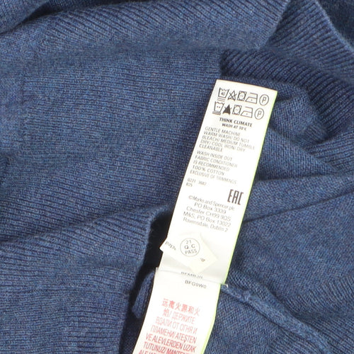 Marks and Spencer Men’s Blue Pure Cotton V-Neck Jumper M