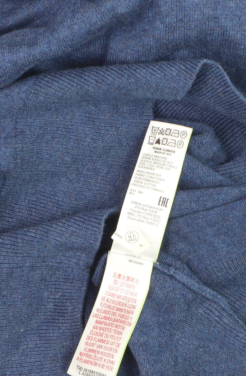 Marks and Spencer Men’s Blue Pure Cotton V-Neck Jumper M