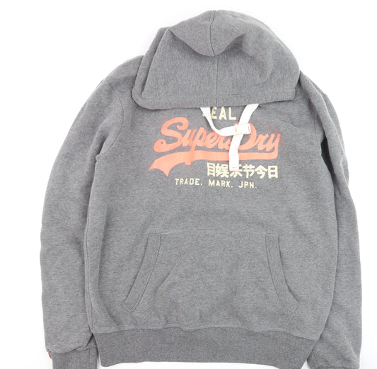 Superdry Mens Grey 2XL Pullover Hoodie Graphic Logo Sweatshirt