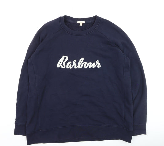 Barbour Women's Navy Blue Crew Neck Pullover Jumper Size 16