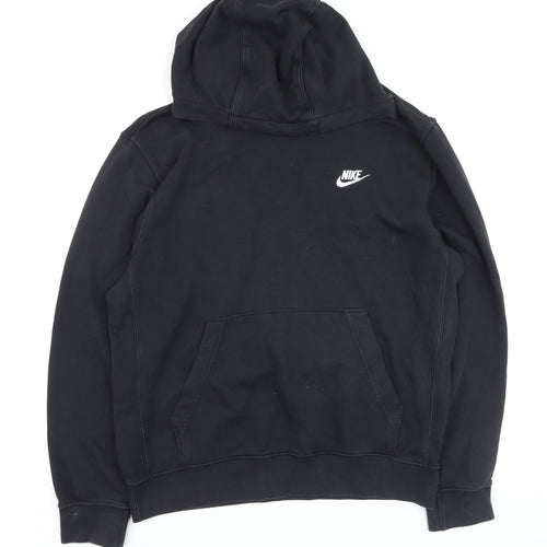 Nike Men's Black Pullover Hoodie Medium Logo Fleece Sweatshirt