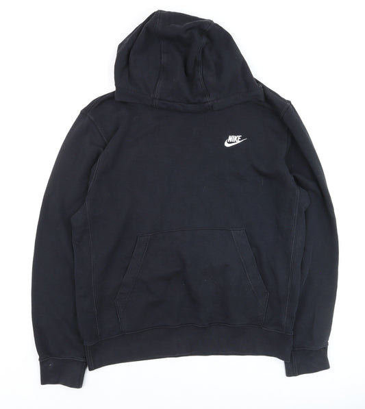 Nike Men's Black Pullover Hoodie Medium Logo Fleece Sweatshirt