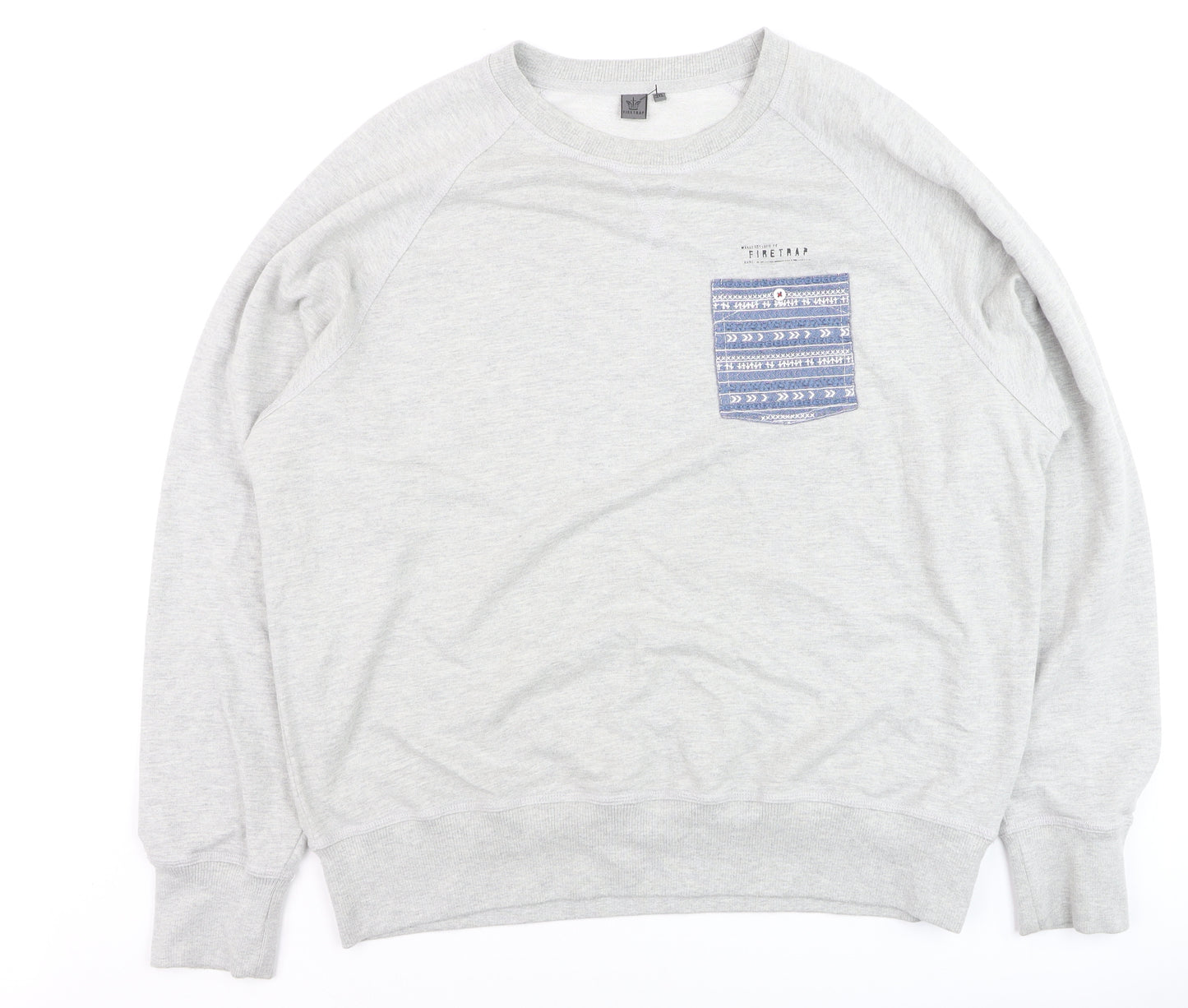 Firetrap Men's Grey 3XL Crew Neck Pullover Sweatshirt