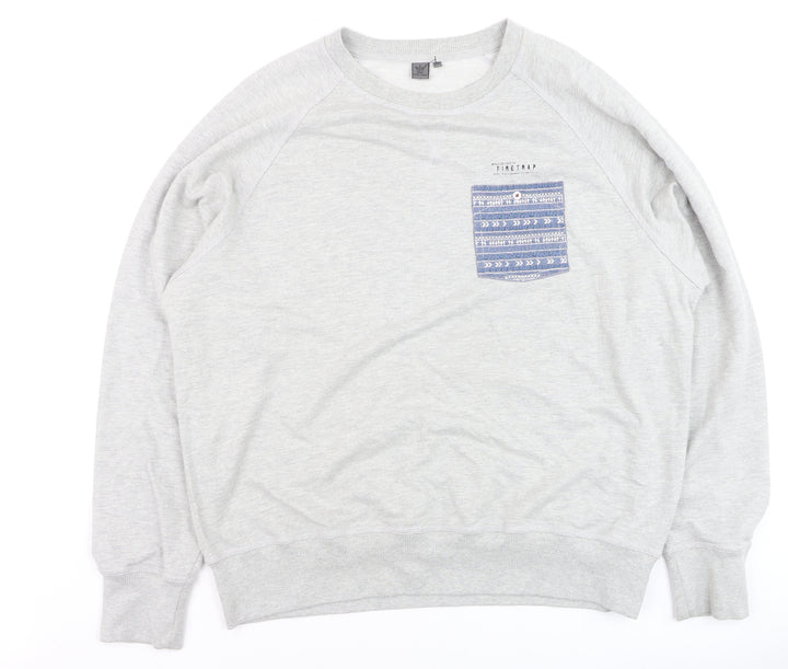 Firetrap Men's Grey 3XL Crew Neck Pullover Sweatshirt