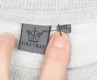 Firetrap Men's Grey 3XL Crew Neck Pullover Sweatshirt