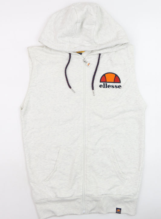 Ellesse Mens Grey Sleeveless Hooded Zip Tank Top Size S