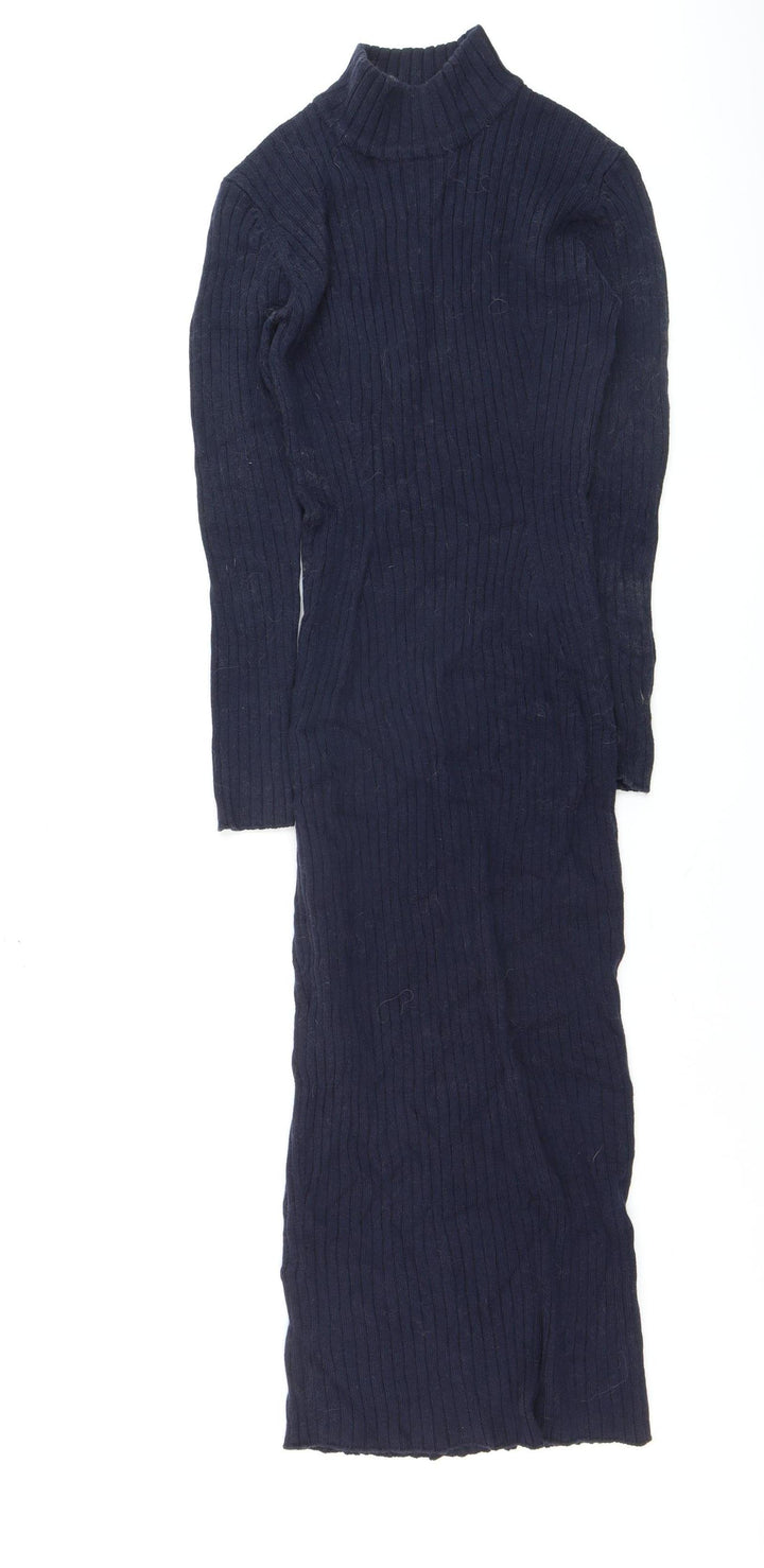 Episode Women Blue Wool Knit Bodycon Midi Dress Size S