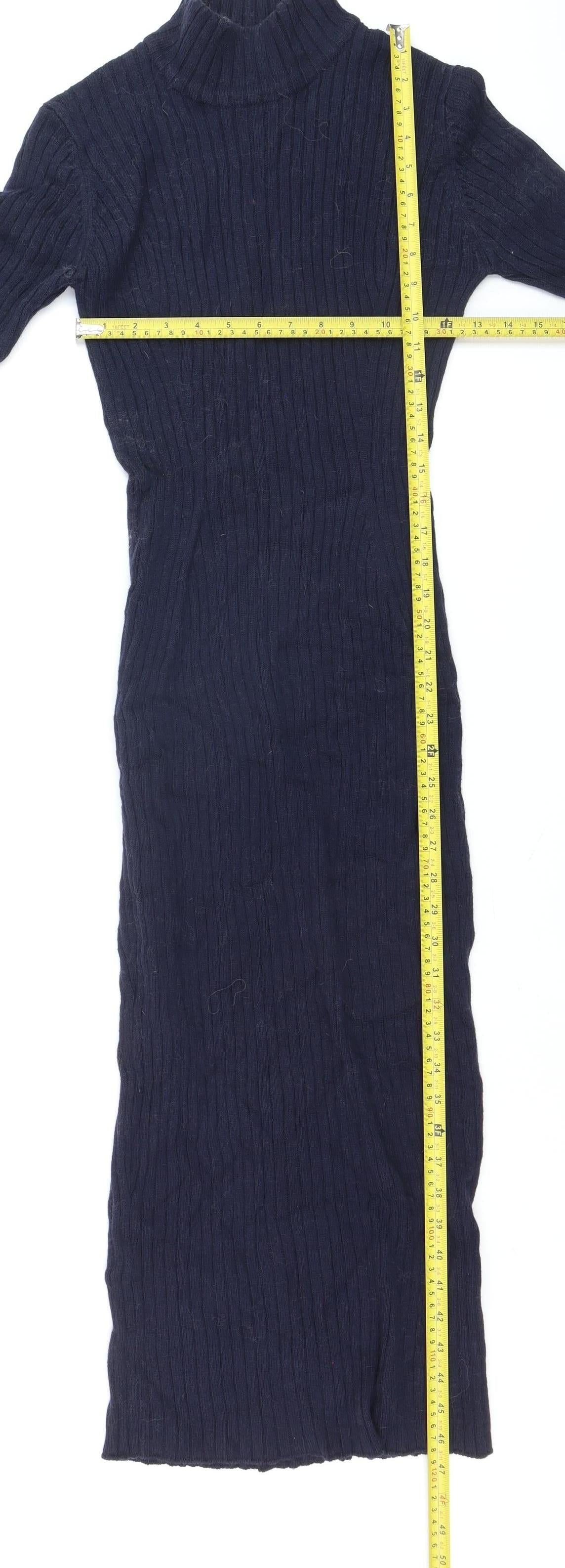 Episode Women Blue Wool Knit Bodycon Midi Dress Size S