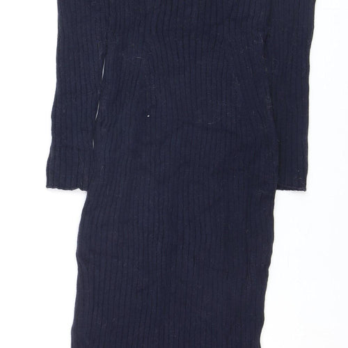 Episode Women Blue Wool Knit Bodycon Midi Dress Size S