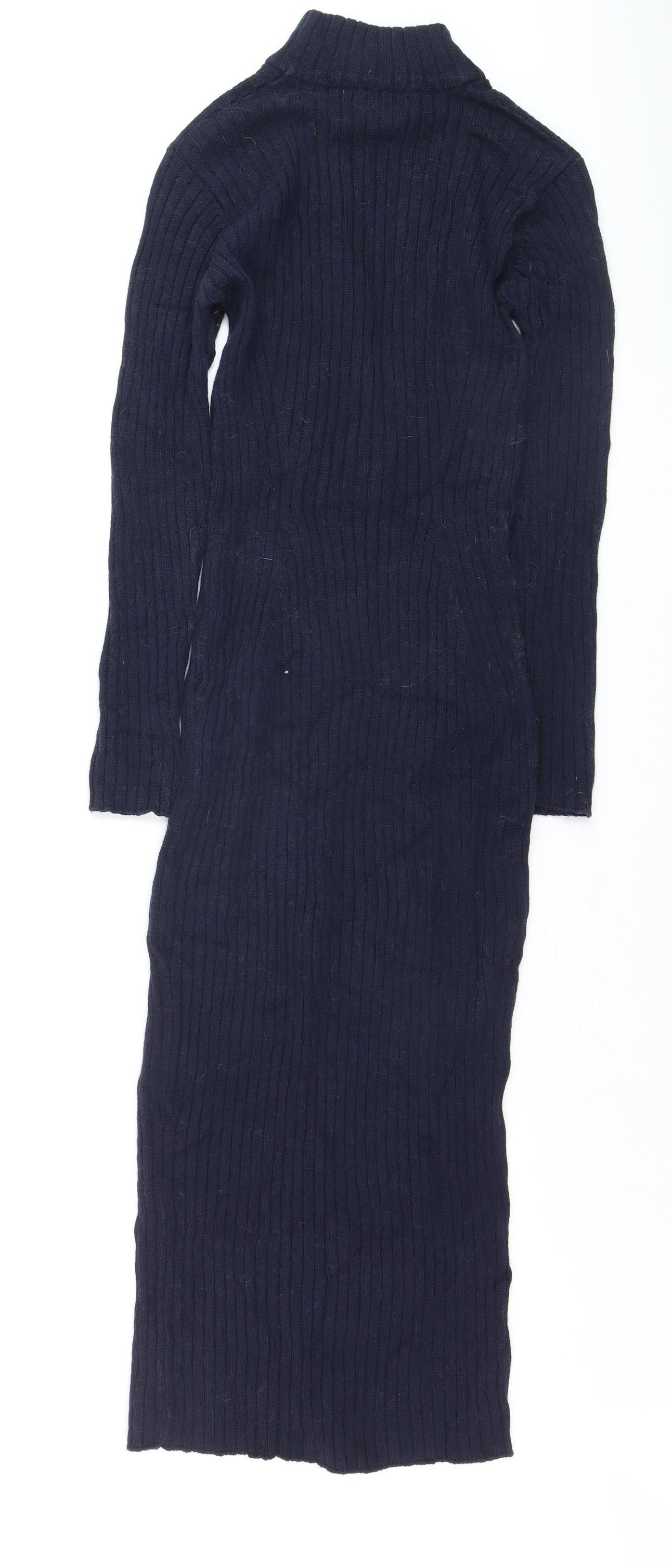 Episode Women Blue Wool Knit Bodycon Midi Dress Size S